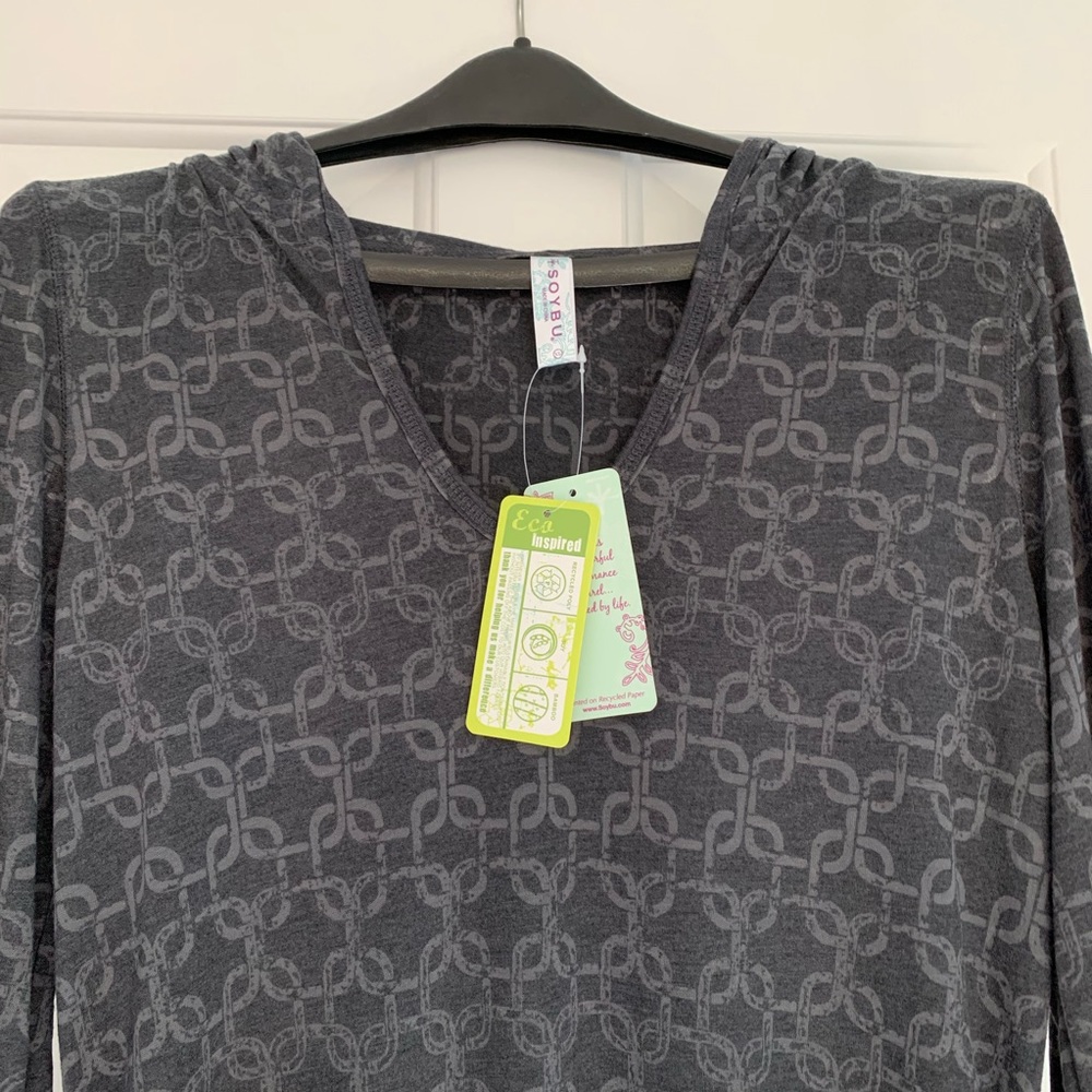 Soybu Hoodie Burnout Pullover V-neck